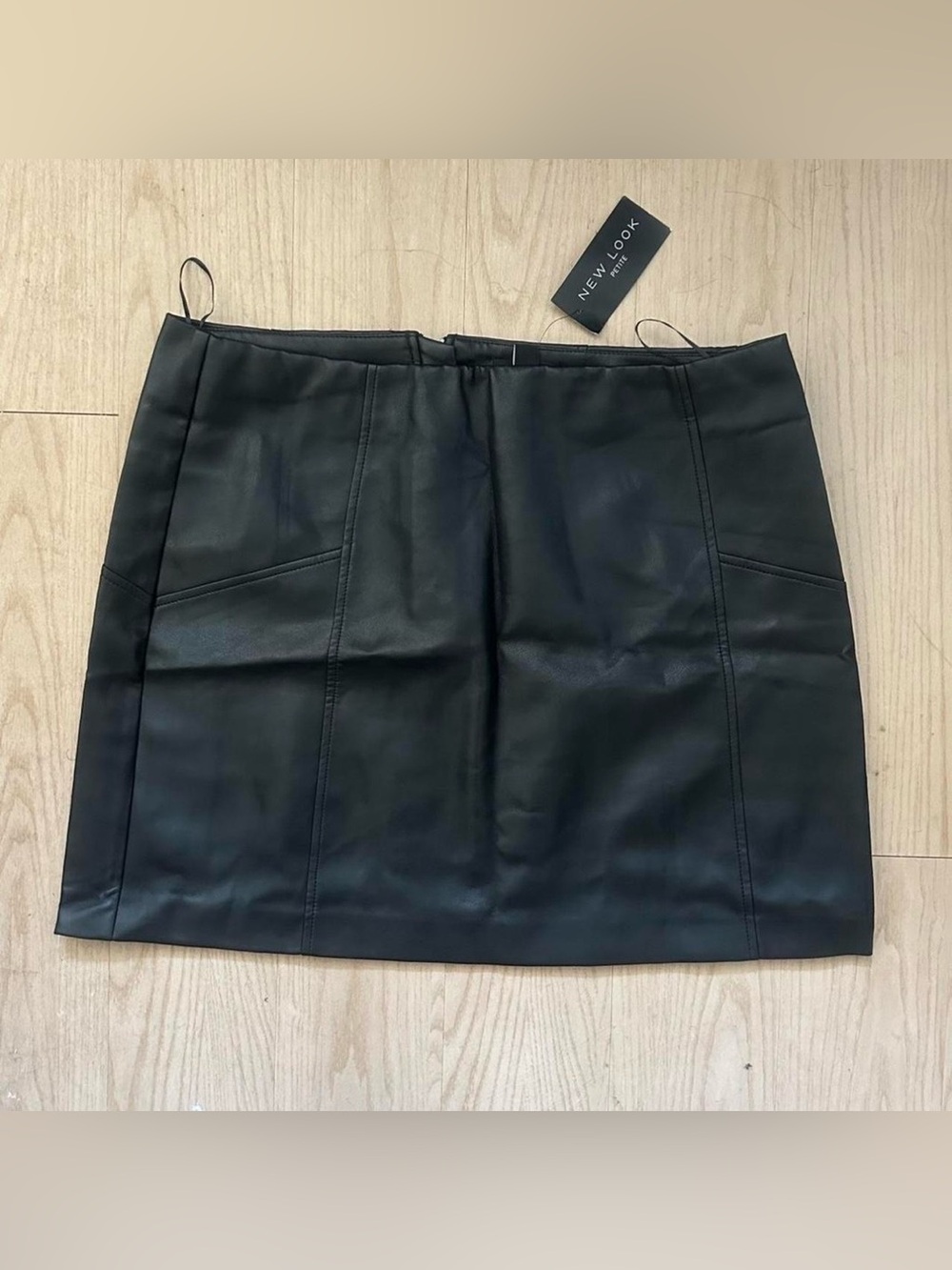 New Look Black Faux Leather Panel Mini Skirt